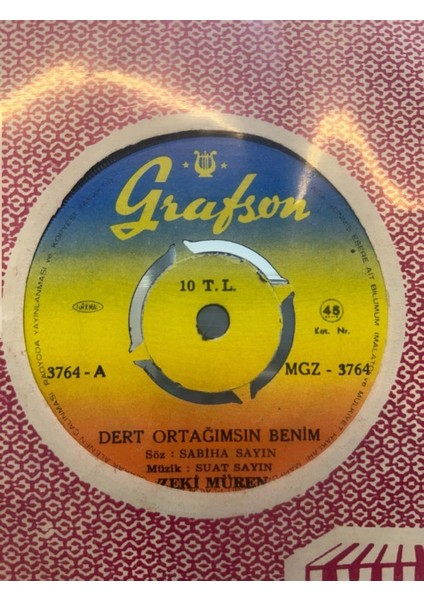 Zeki Müren – Dert Ortağımsın Benim 1971 Baskı 45'lik (Plak)