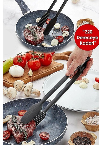 Yanmaz Yapışmaz Izgara Maşası Lüks Dayanıklı Köfte Et Maşası Spatula Çeyiz