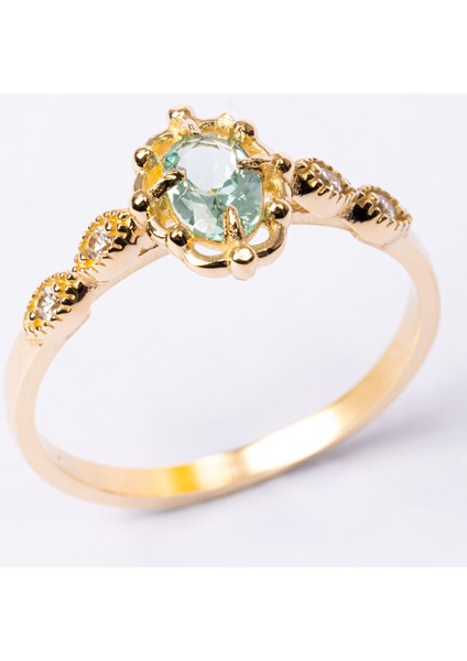 Gümüş Yüzük - Green Topaz Taşlı Gelin Başı Tektaş 925 Ayar Gümüş Evlilik Teklifi Yüzüğü fiyatları