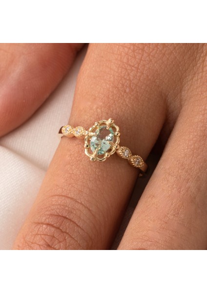 Gümüş Yüzük - Green Topaz Taşlı Gelin Başı Tektaş 925 Ayar Gümüş Evlilik Teklifi Yüzüğü modelleri