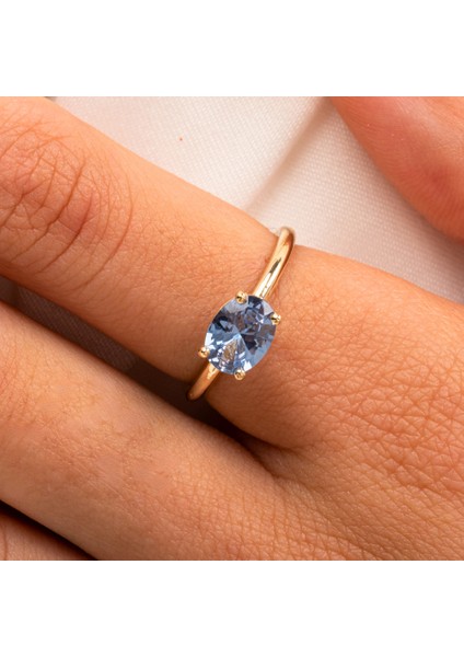 Gümüş Yüzük - Gümüş Yüzük - 1.10 Karat Yan Blue Topaz Taşlı Octagon 925 Ayar Gümüş Evlilik Teklifi Yüzüğü modelleri