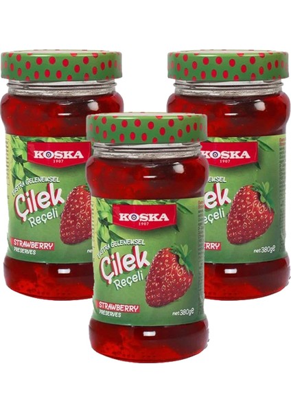 Çilek Reçeli 380 gr Ekstra Geleneksel x 3 Adet