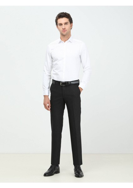 Beyaz Düz Slim Fit Dokuma Klasik Pamuk Gömlek