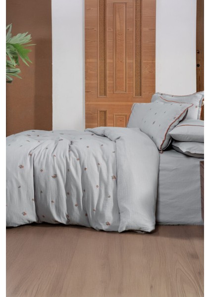 Plana Gri %100 Pamuk Mood Comfort Çift Kişilik Nevresim Takımı fiyatları