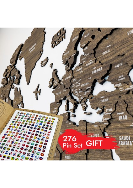 s 3 Boyutlu Ahşap Dünya Haritası, Ahşap Duvar Dekoru, Duvar Dekorasyon