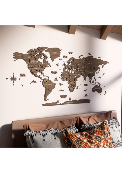 s 3 Boyutlu Ahşap Dünya Haritası, Ahşap Duvar Dekoru, Duvar Dekorasyon fiyatları