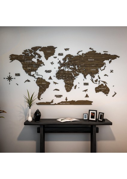 s 3 Boyutlu Ahşap Dünya Haritası, Ahşap Duvar Dekoru, Duvar Dekorasyon