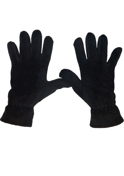 Erkek Siyah Çift Katlı Polar Bere Kulaklı Termal Kışlık Polar M-L Eldiven Bere 2'li Set Takım modelleri