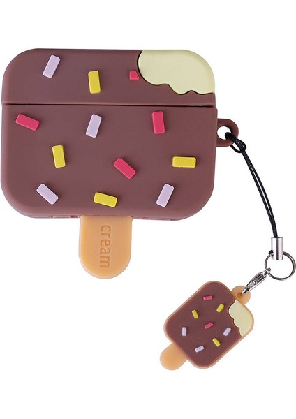 Bluetooth Kulaklık Uyumlu Pro 2 Cepteaksesuar Tpu Kabartma Figürlü Ipli Airbag 37 Silikon Kılıf-Kahverengi