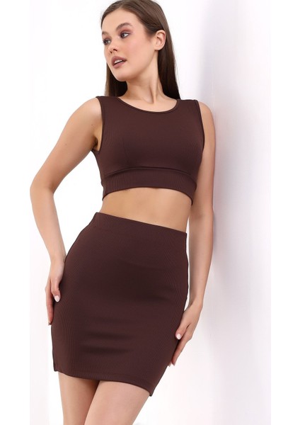 Compack Etek-Crop Bluz Takım Fitilli