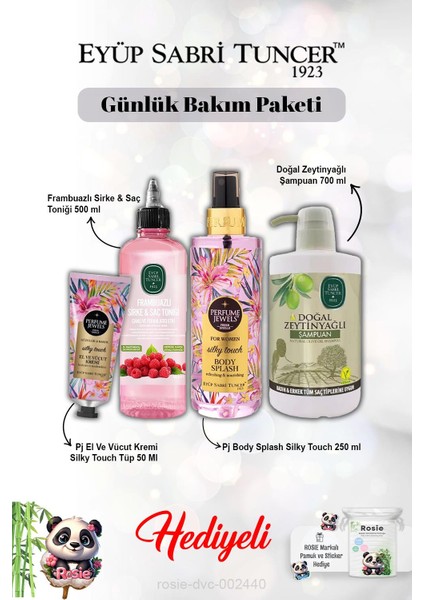 Zeytinyağlı Şampuan,tonik Frambuazlı,vücut Spreyi Splash Silky Touch ve Kremi ve Rosie