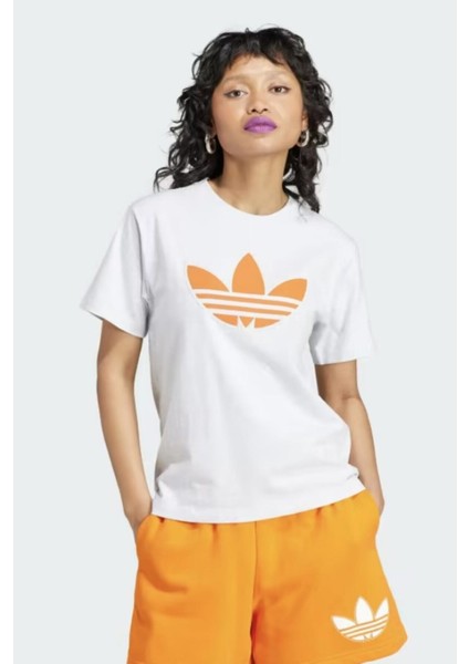 Originals Pearl Trefoil Kadın Gri T-Shirt