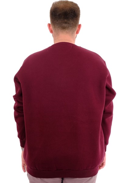 Mode Xl Büyük Beden Erkek Sweatshirt 3 Iplik Şardonlu Baskılı Nıne U24528 Mürdüm fırsatları