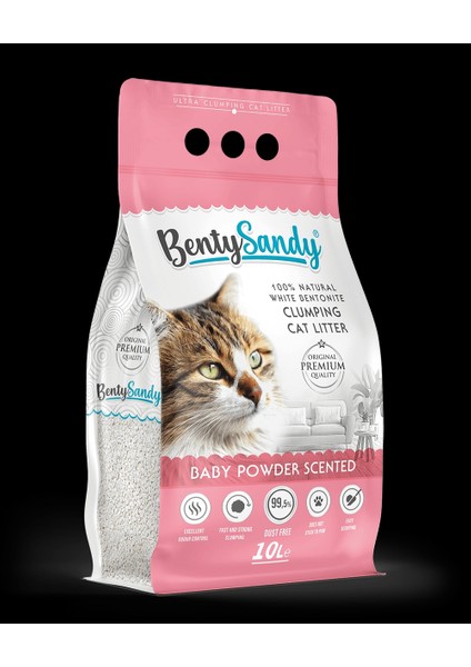 Bentysandy Bebek Pudralı Kedi Kumu 10LT
