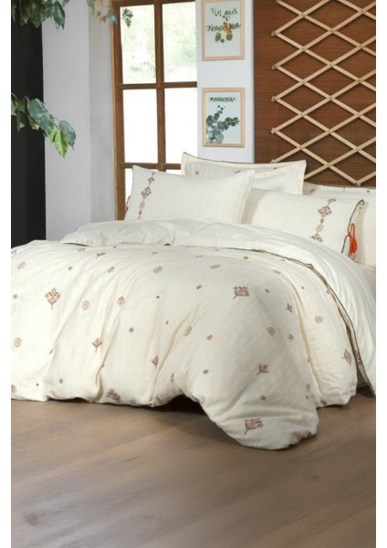 Idil Ekru %100 Pamuk Mood Comfort Çift Kişilik Nevresim Takımı
