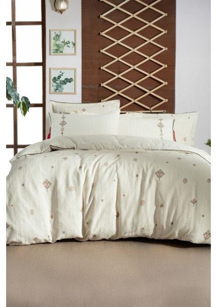 Idil Ekru %100 Pamuk Mood Comfort Çift Kişilik Nevresim Takımı fiyatları