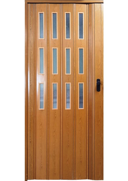 Meşe Renkli 3 Sıra Camlı 12 mm - En 87 cm Akordiyon Kapı