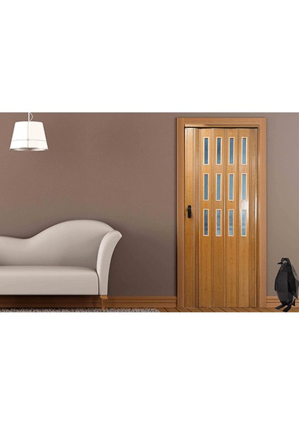 Meşe Renkli 3 Sıra Camlı 12 mm - En 87 cm Akordiyon Kapı fiyatları