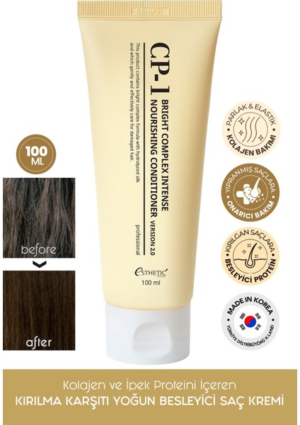 Cp-1 Kolajen ve Ipek Proteini Içeren Kırılma Karşıtı Yoğun Besleyici Protein Saç Kremi 100 ml