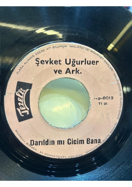 Şevket Uğurluer ve Ark. ‎– Tombalacık Halimem 1963 Baskı 45'lik (Plak)