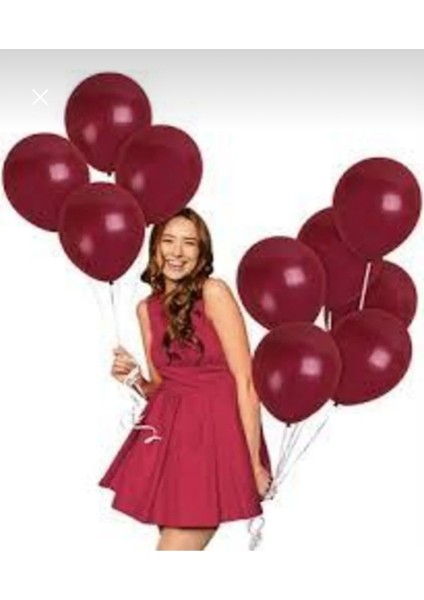 Bordo Renk Lateks Balon 10 Lu