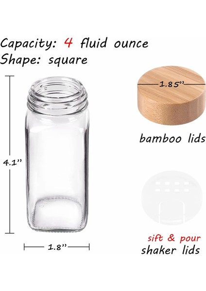 Blaze 12 Adet Bambu Desen Kapaklı Cam Baharatlık Tuzluk Biberlik - Etiket, Kalem Huni ve Fırça Hediye fiyatları