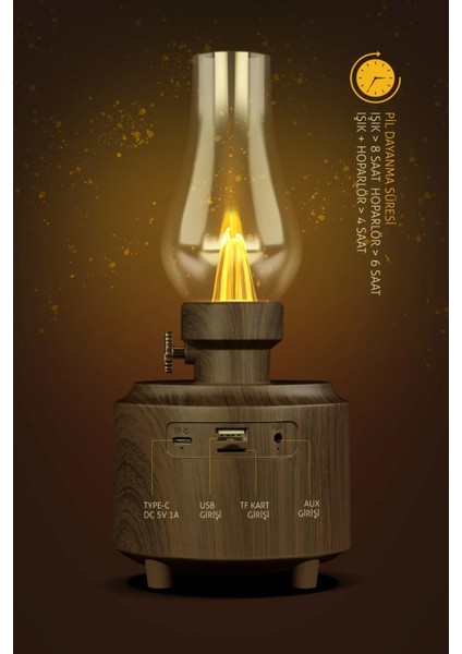 way Shine USB Girişli Otantik Gece Lambası Taşınabilir Nostalji Bluetooth Hoparlör