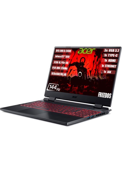 Nitro 5 AN515-58 I5-12450H 16 GB 512 GB SSD RTX3050-4 GB 15.6" IPS Fhd 144 Hz Freedos NH.QFJEY.007+165