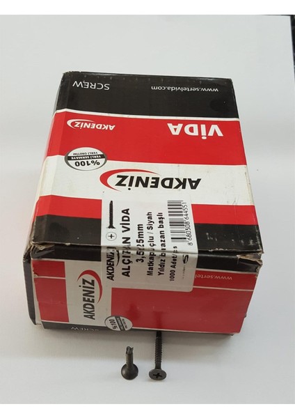 Matkap Uçlu Alçıpan Vidası 3.5X25 Siyah - 1000 Adet