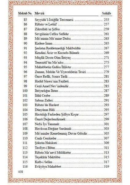 Mektûbat - Muhammed Esad Erbili modelleri