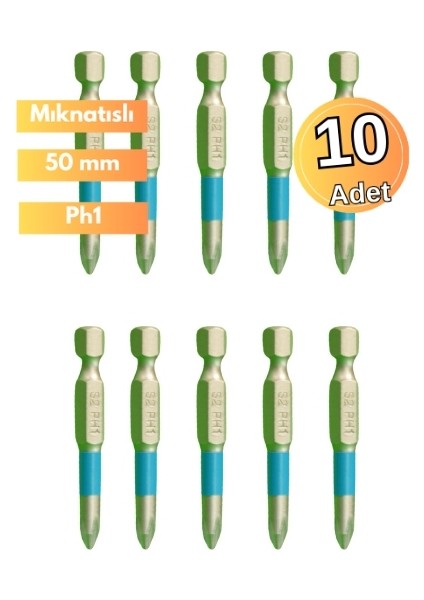 Adapazarlama 10 Adet Mıknatıslı Ph1 S2 Vidalama Ucu Seti