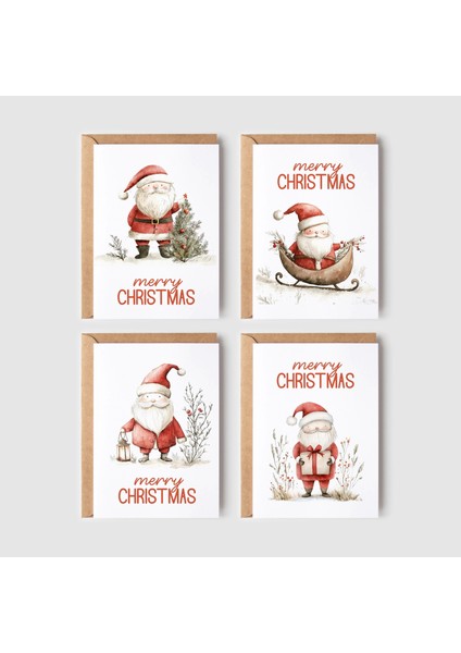 8’li Yılbaşı Noel Baba Kartpostal Seti Mutlu Yıllar Kartı Yeni Yıl Kartları fiyatları