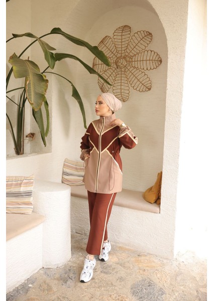 Kadın Tesettür Tunik Pantolon Double Crep Ikili Takım 461