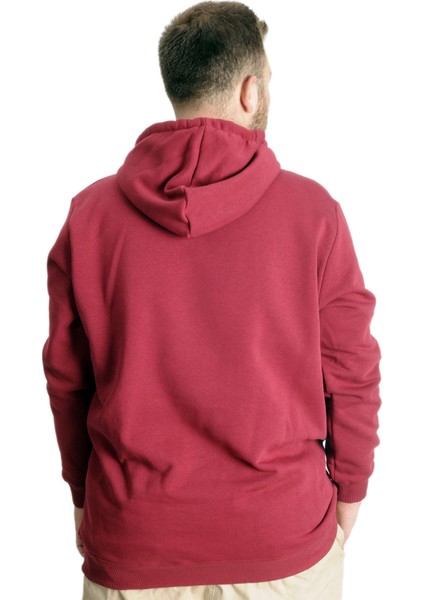 Mode Xl Büyük Beden Erkek Sweat Kanguru Cep Easy Adventure 23527 Bordo