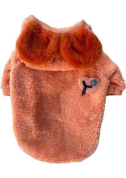 Somon Heart Peluş Küçük Irk Köpek Sweatshirtü (2 Kg-9 kg Arası Köpeklere Uygundur)
