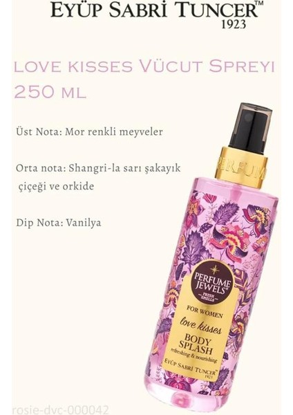 Şampuan Macadamia, Frambuaz Tonik, Pure Love Krem ve Vücut Spreyi Love Kisses ve Rosie