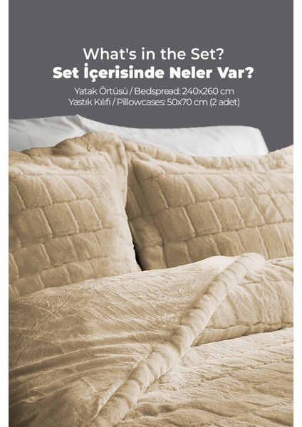 Çift (Taraflı) Kişilik Kürk Yorgan Uyku Seti Yumuşak Dolgulu Wellsoft Peluş 3 Parça Benita