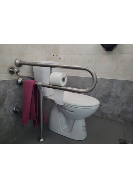 Yeni Engelli Tutunma Barı Tuvalet Kağıtlıklı Banyo Wc Paslanmaz Mat Satine Yüzeyli Sabit Ayarlanabilir Ayaklı