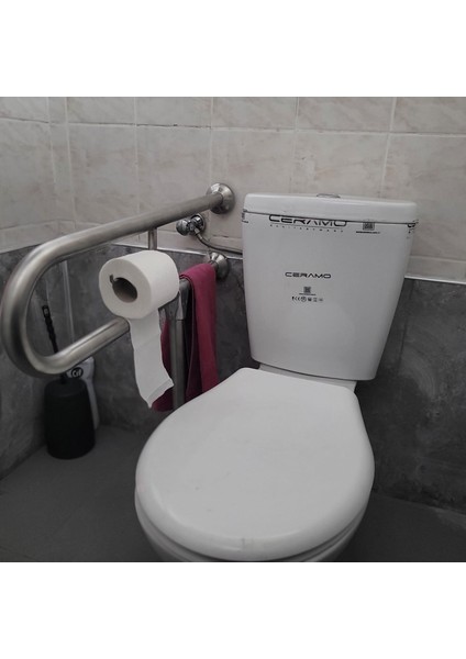 Yeni Engelli Tutunma Barı Tuvalet Kağıtlıklı Banyo Wc Paslanmaz Mat Satine Yüzeyli Sabit Ayarlanabilir Ayaklı