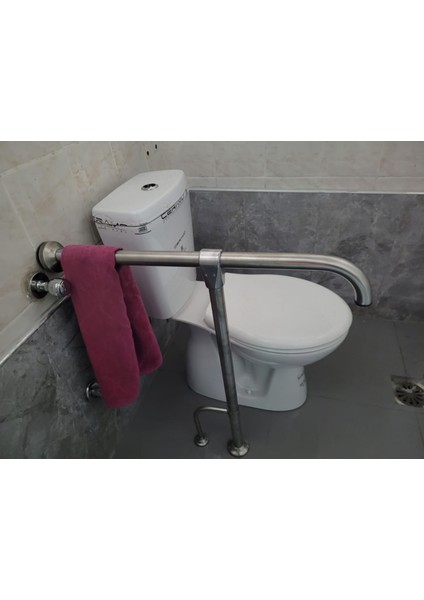 Yeni T Engelli Tutunma Barı Banyo Wc Paslanmaz Mat Satine Yüzeyli