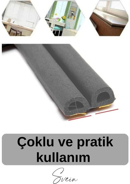 1. Sınıf Gri Kapı Pencere Soğuk Toz Geçirmez Izolasyon Fitili Yapışkanlı Isı Yalıtım 2x3=6 mt