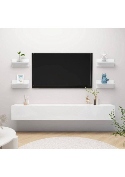 4'lü Dekoratif Tv Yanı Duvar Rafı fiyatları