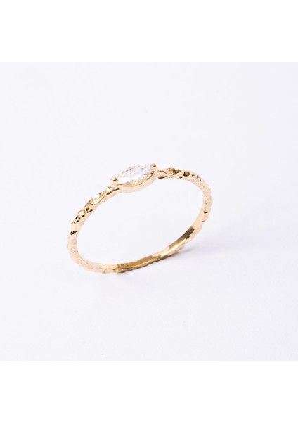 Altın Yüzük - Altın Yüzük - Swarovski Taşlı Minimal Tasarım Gündelik Tektaş 14 Ayar Altın Yüzük fırsatları