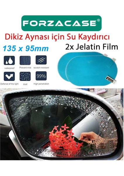 Otomobil Dikiz Aynası Yağmur Su Kaydırıcı Jelatin Sticker Film 135x95mm 2 Adet - FC236