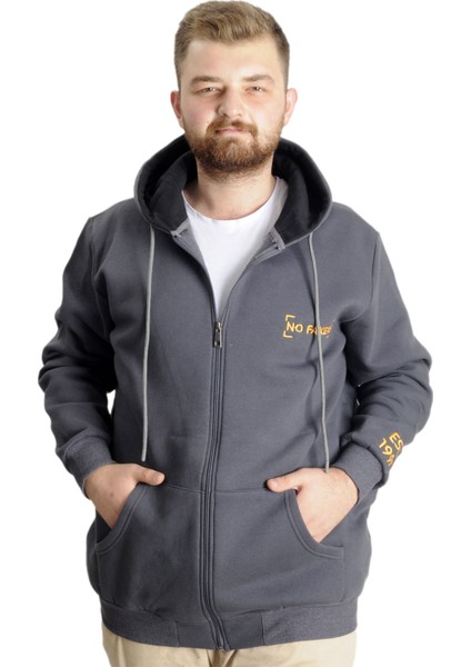 Mode Xl Büyük Beden Erkek Sweat Ferm. No Fakers 23545 Füme
