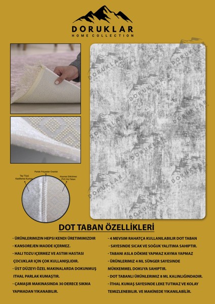 Kaymaz Taban Yıkanabilir Dijital Baskı Dekoratif Modern Desenli Nesv2 Serisi Dot Taban Halı N2S15