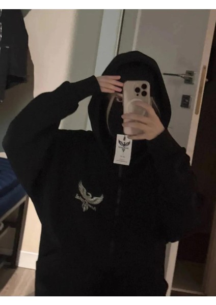 3 Iplik ( Kalın ) Şardonlu ( Içi Pamuklu ) Unisex Kar Maskeli Kapüşonlu Oversize Hırka fırsatları