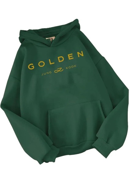 K-Pop Bts Jungkook Golden Hoodie Baskılı Kapşonlu Sweatshirt