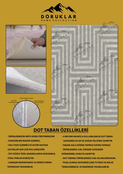 Kaymaz Taban Yıkanabilir Dijital Baskı Dekoratif Modern Desenli Nesv2 Serisi Dot Taban Halı N2S18