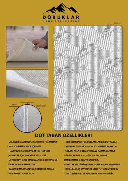 Kaymaz Taban Yıkanabilir Dijital Baskı Dekoratif Modern Desenli Nesv2 Serisi Dot Taban Halı N2S01